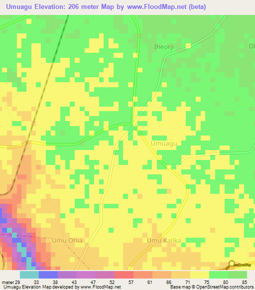 Umuagu,Nigeria Elevation Map