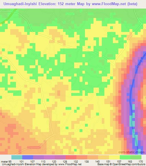 Umuaghadi-Inyishi,Nigeria Elevation Map