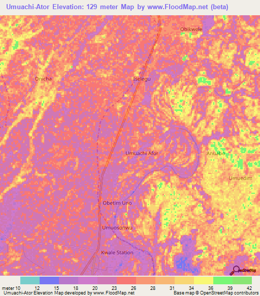 Umuachi-Ator,Nigeria Elevation Map