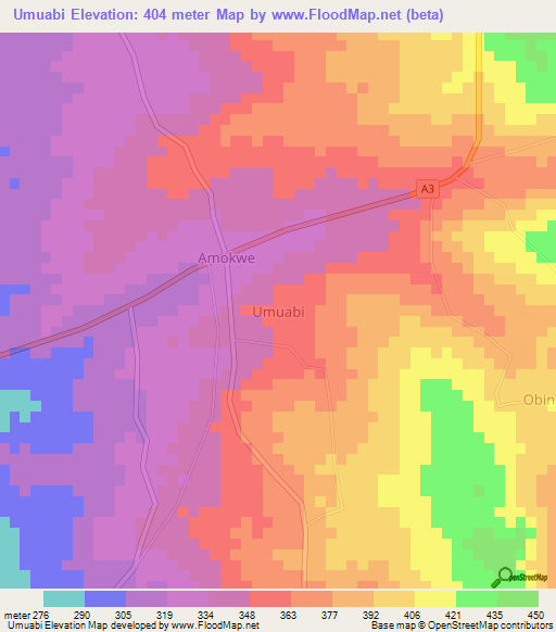 Umuabi,Nigeria Elevation Map