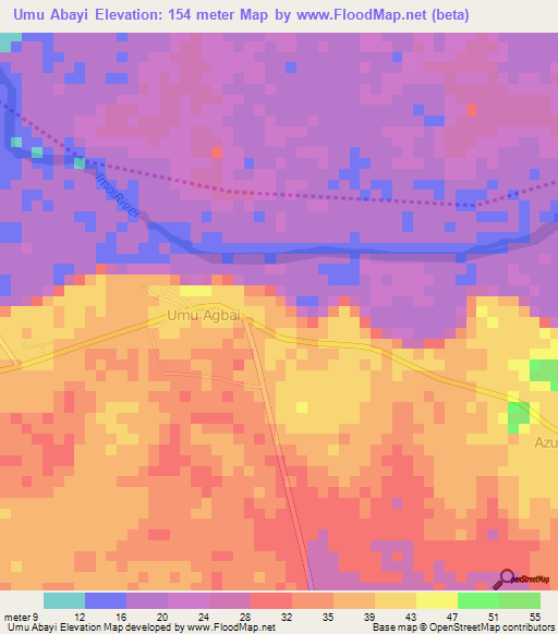 Umu Abayi,Nigeria Elevation Map