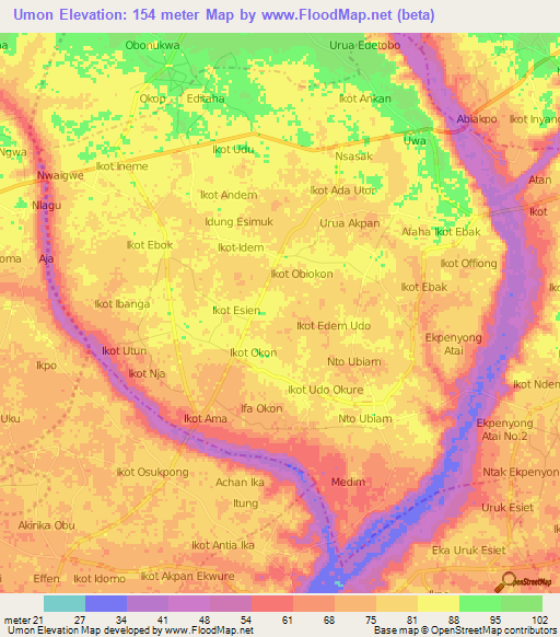 Umon,Nigeria Elevation Map