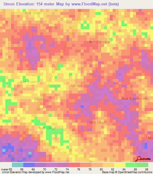 Umon,Nigeria Elevation Map