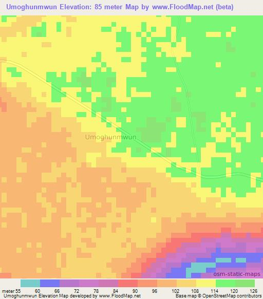 Umoghunmwun,Nigeria Elevation Map