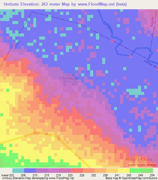 Umbutu,Nigeria Elevation Map