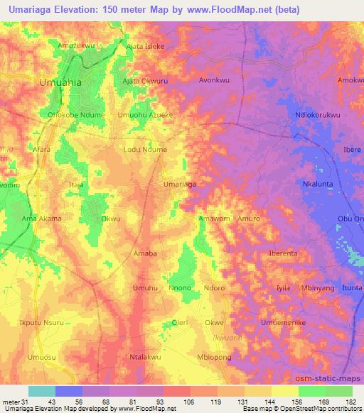 Umariaga,Nigeria Elevation Map