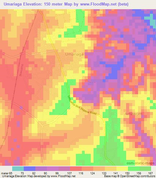 Umariaga,Nigeria Elevation Map