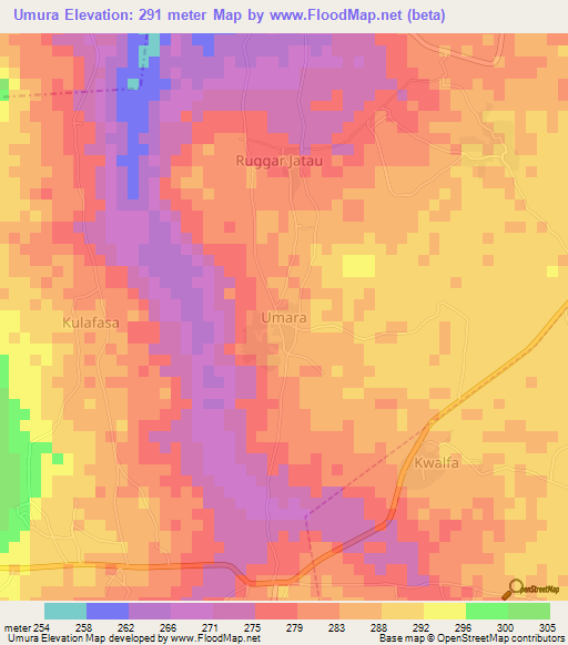 Umura,Nigeria Elevation Map