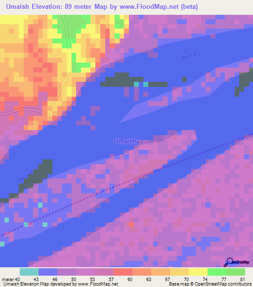 Umaish,Nigeria Elevation Map