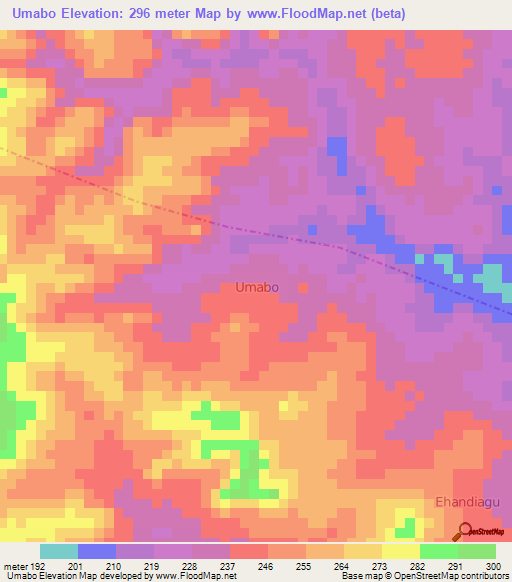 Umabo,Nigeria Elevation Map