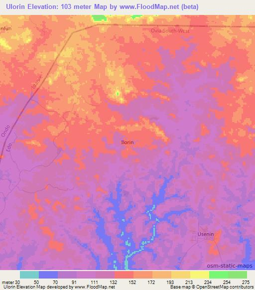 Ulorin,Nigeria Elevation Map