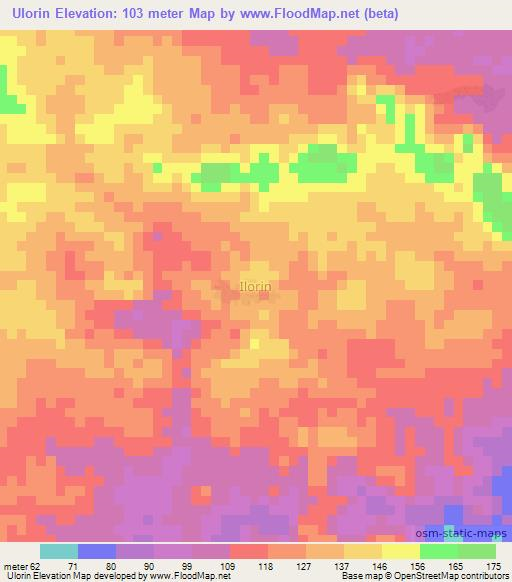 Ulorin,Nigeria Elevation Map