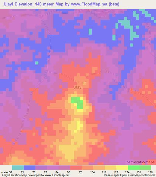 Ulayi,Nigeria Elevation Map