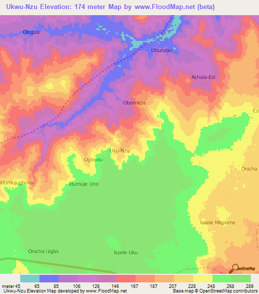 Ukwu-Nzu,Nigeria Elevation Map