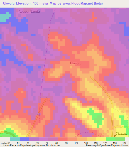 Ukwulu,Nigeria Elevation Map