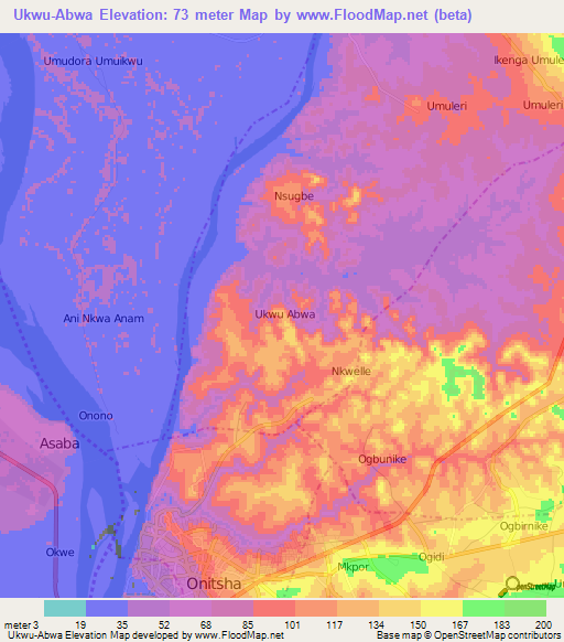 Ukwu-Abwa,Nigeria Elevation Map