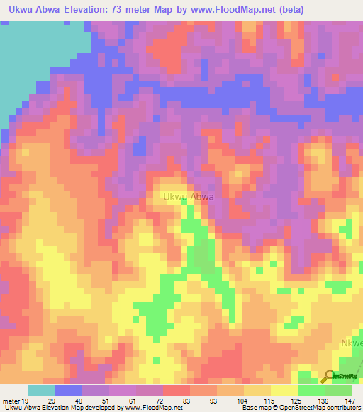 Ukwu-Abwa,Nigeria Elevation Map