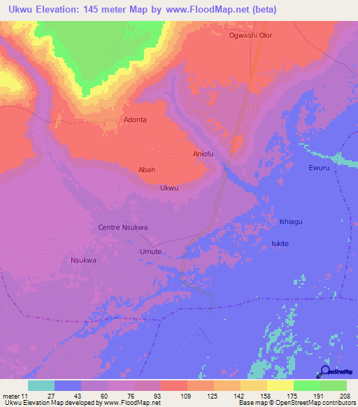 Ukwu,Nigeria Elevation Map