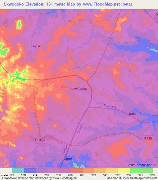 Ukwodoko,Nigeria Elevation Map