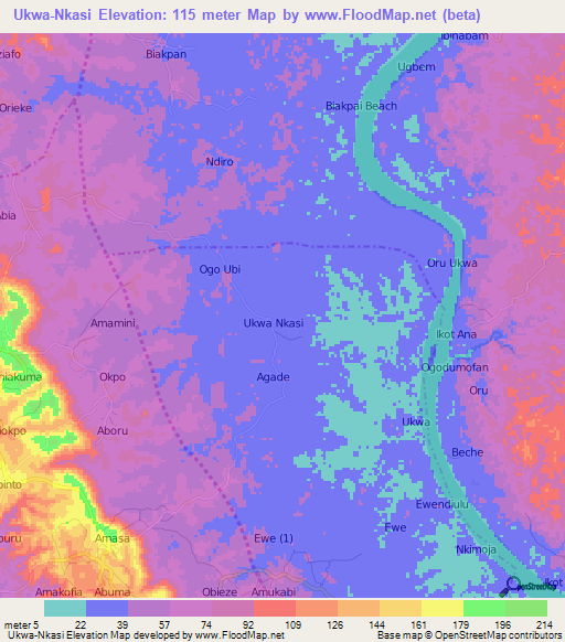 Ukwa-Nkasi,Nigeria Elevation Map