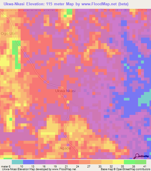 Ukwa-Nkasi,Nigeria Elevation Map