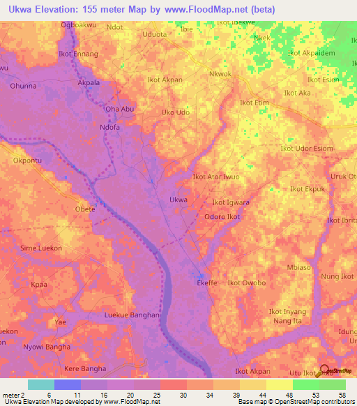 Ukwa,Nigeria Elevation Map