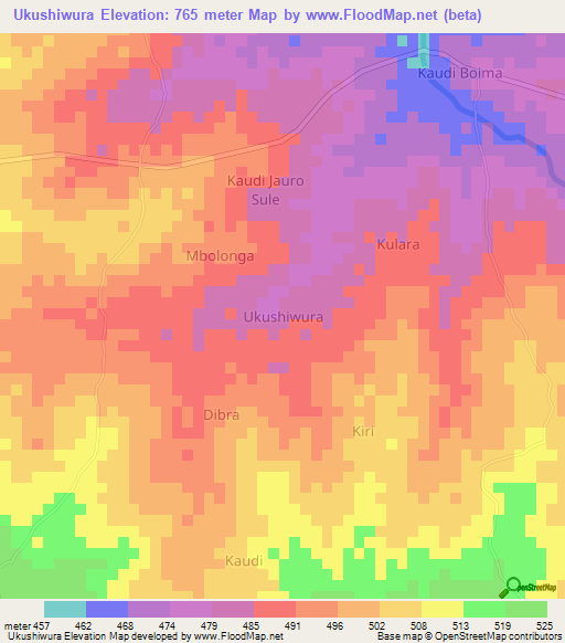 Ukushiwura,Nigeria Elevation Map