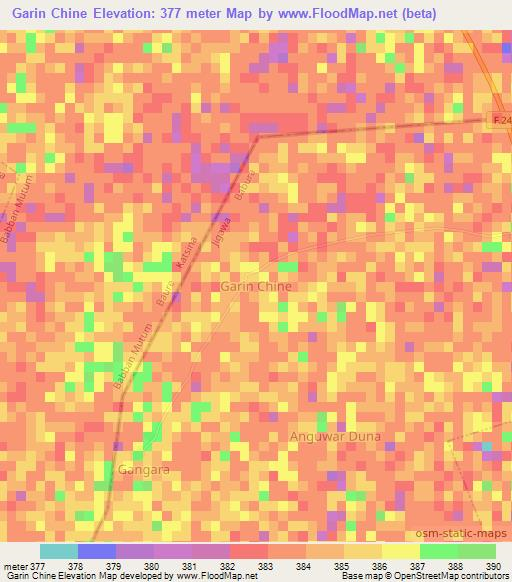 Garin Chine,Nigeria Elevation Map