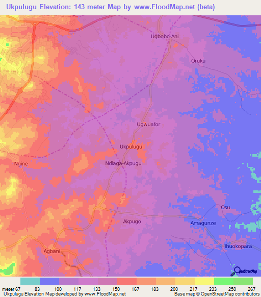 Ukpulugu,Nigeria Elevation Map