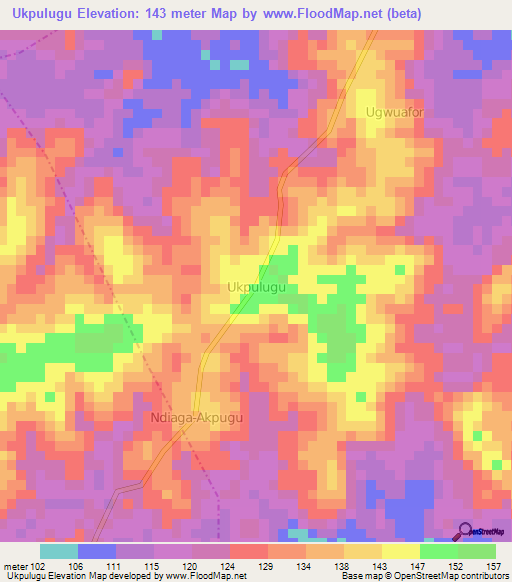 Ukpulugu,Nigeria Elevation Map