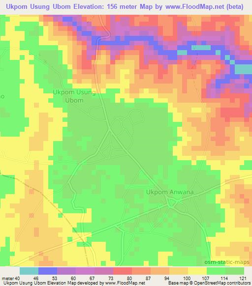 Ukpom Usung Ubom,Nigeria Elevation Map