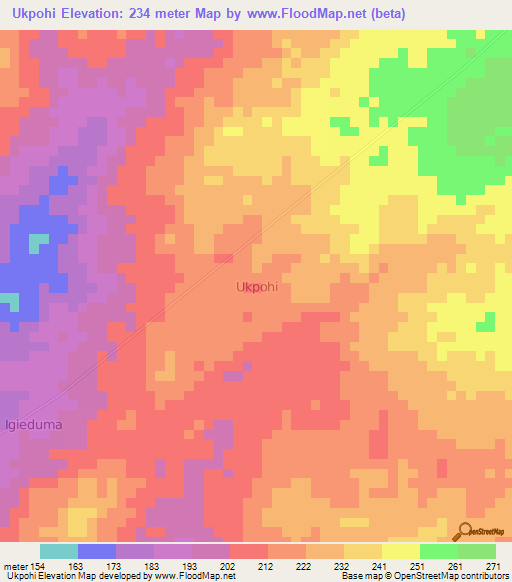 Ukpohi,Nigeria Elevation Map