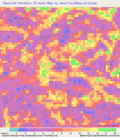 Ukpiovwi,Nigeria Elevation Map