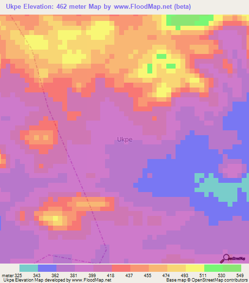 Ukpe,Nigeria Elevation Map