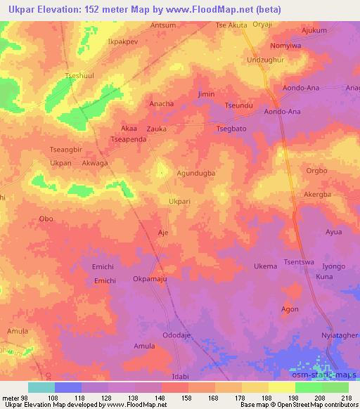 Ukpar,Nigeria Elevation Map