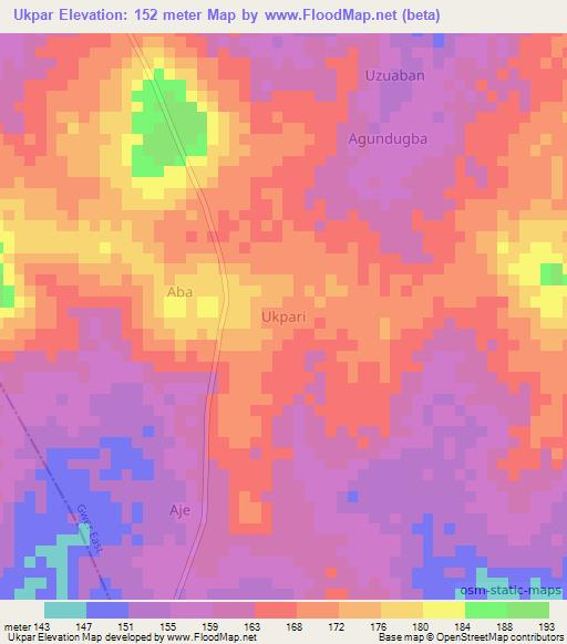 Ukpar,Nigeria Elevation Map