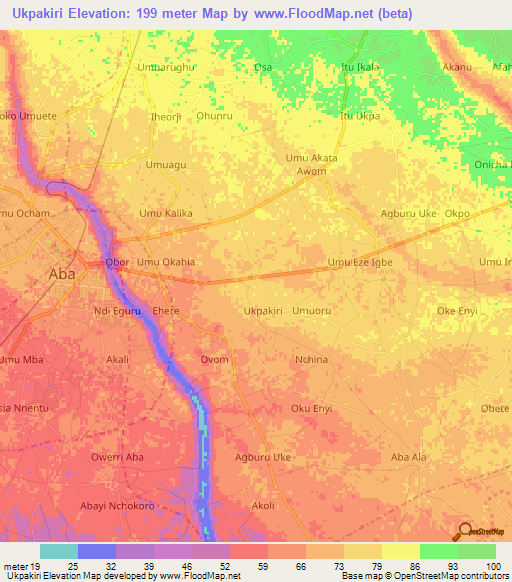 Ukpakiri,Nigeria Elevation Map