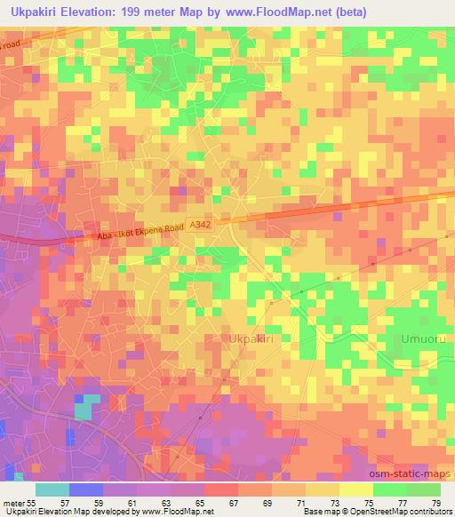 Ukpakiri,Nigeria Elevation Map