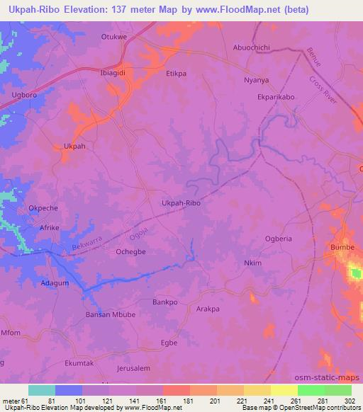 Ukpah-Ribo,Nigeria Elevation Map