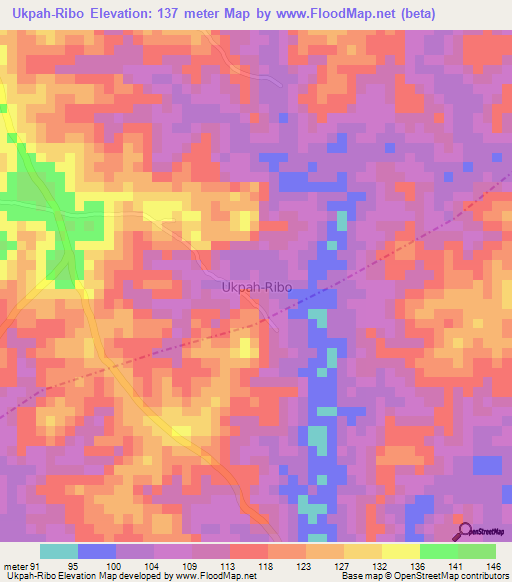 Ukpah-Ribo,Nigeria Elevation Map