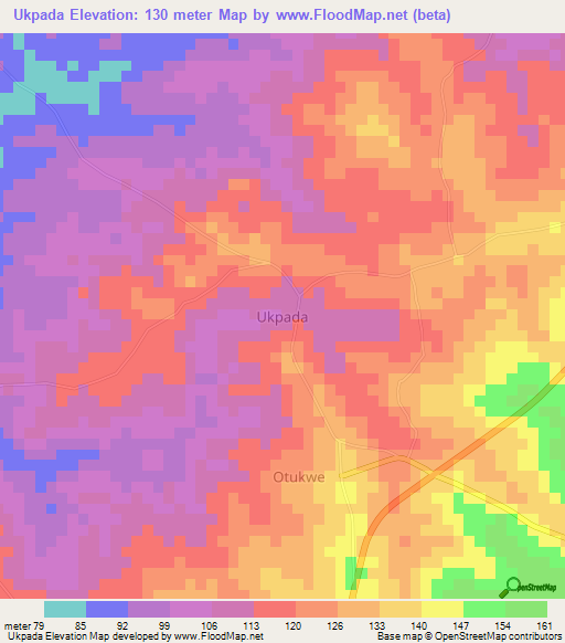 Ukpada,Nigeria Elevation Map