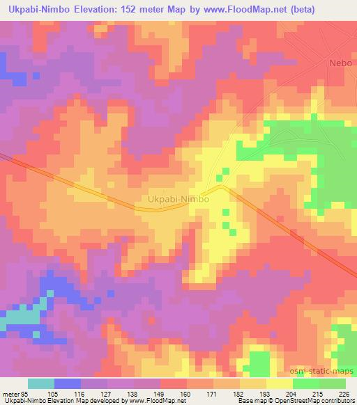 Ukpabi-Nimbo,Nigeria Elevation Map