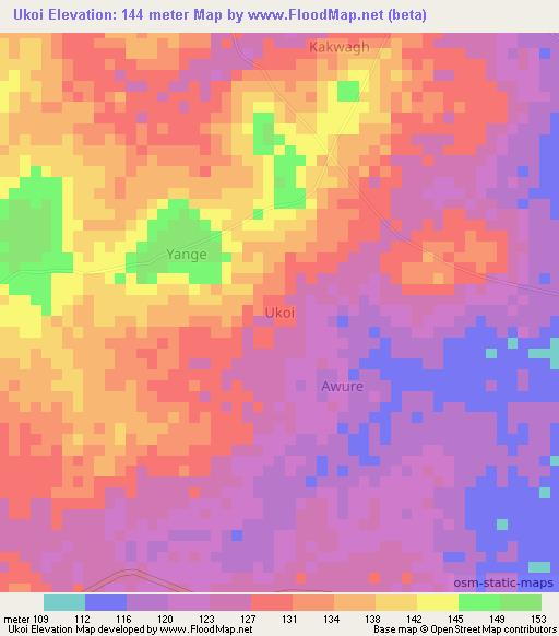 Ukoi,Nigeria Elevation Map