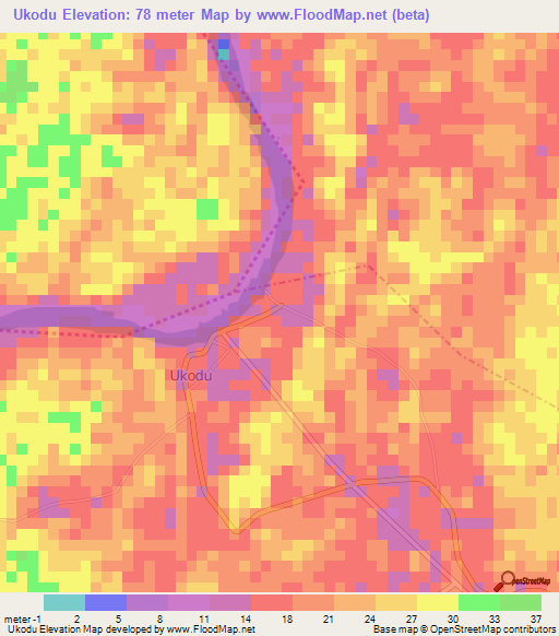 Ukodu,Nigeria Elevation Map