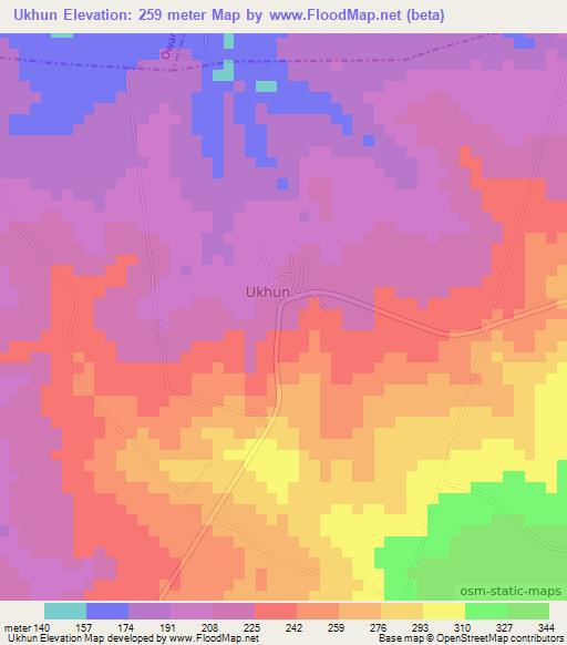 Ukhun,Nigeria Elevation Map