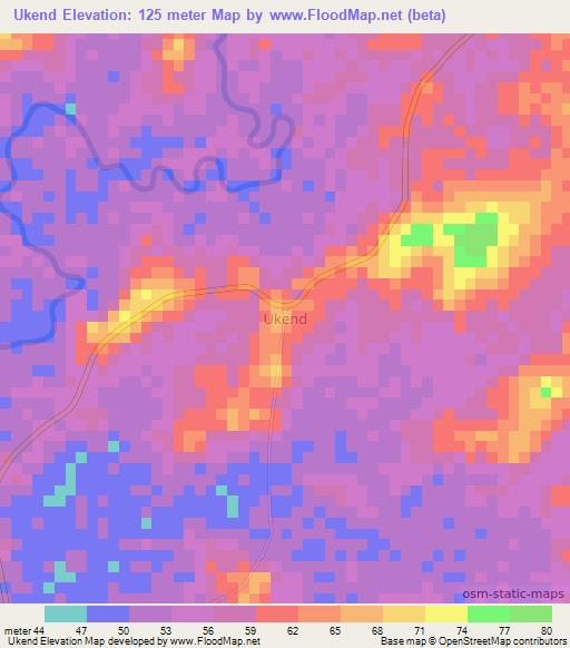 Ukend,Nigeria Elevation Map