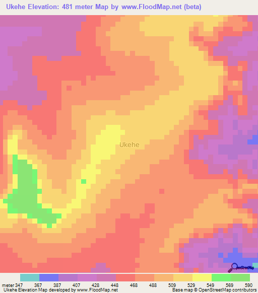 Ukehe,Nigeria Elevation Map