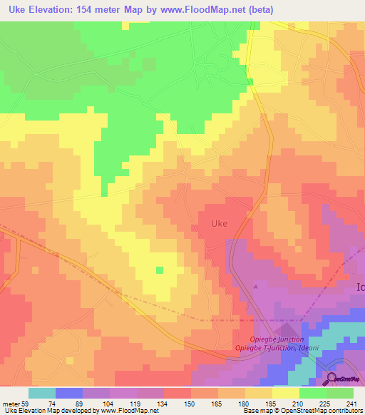 Uke,Nigeria Elevation Map