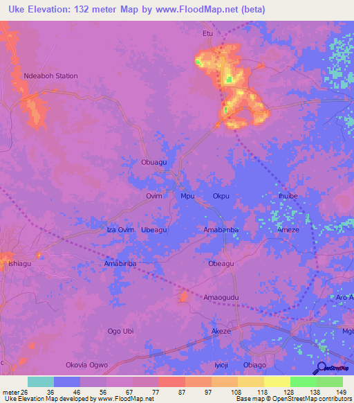 Uke,Nigeria Elevation Map