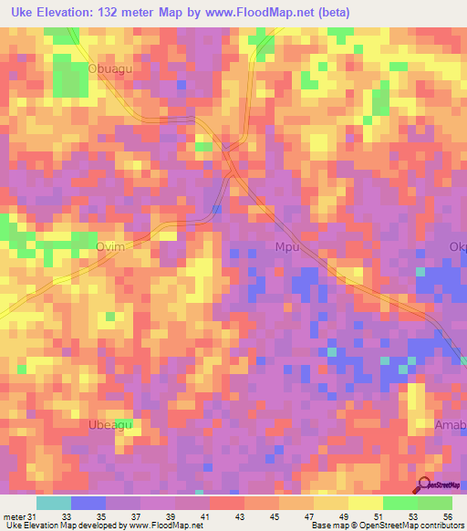 Uke,Nigeria Elevation Map